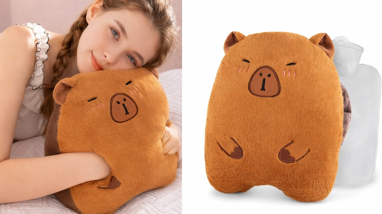 Bolsa de agua caliente con funda de peluche Capybara