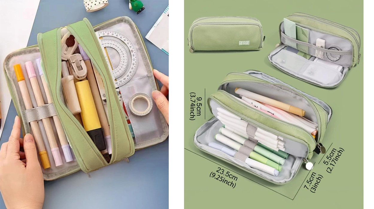 Bolsa multifuncional tipo estuche con compartimentos