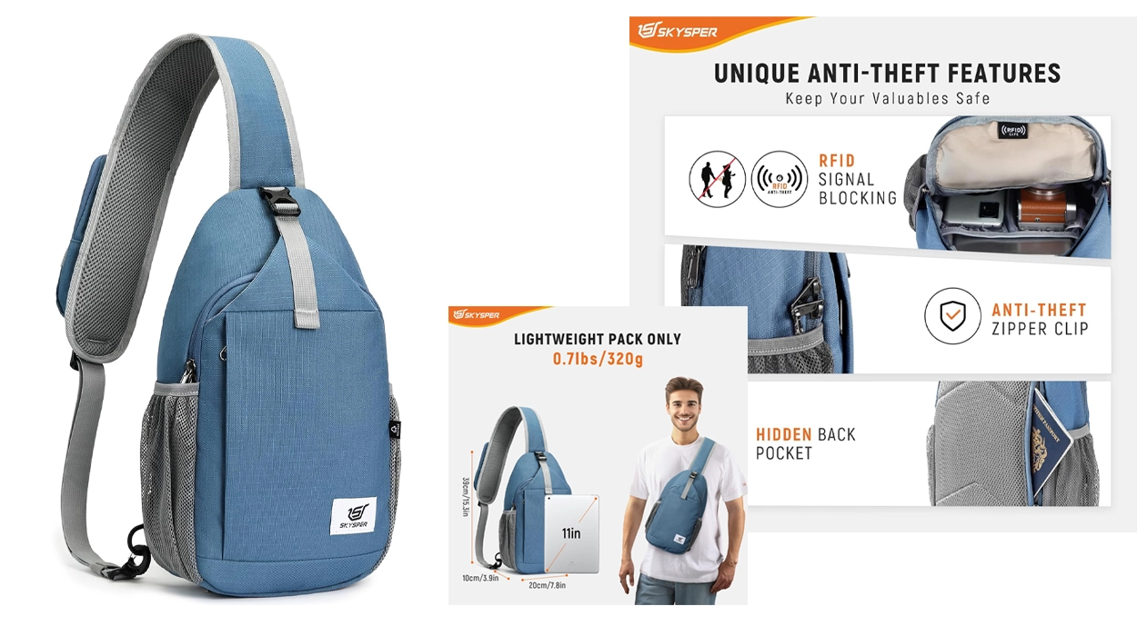 Bolso cruzado antirrobo Skysper para hombre