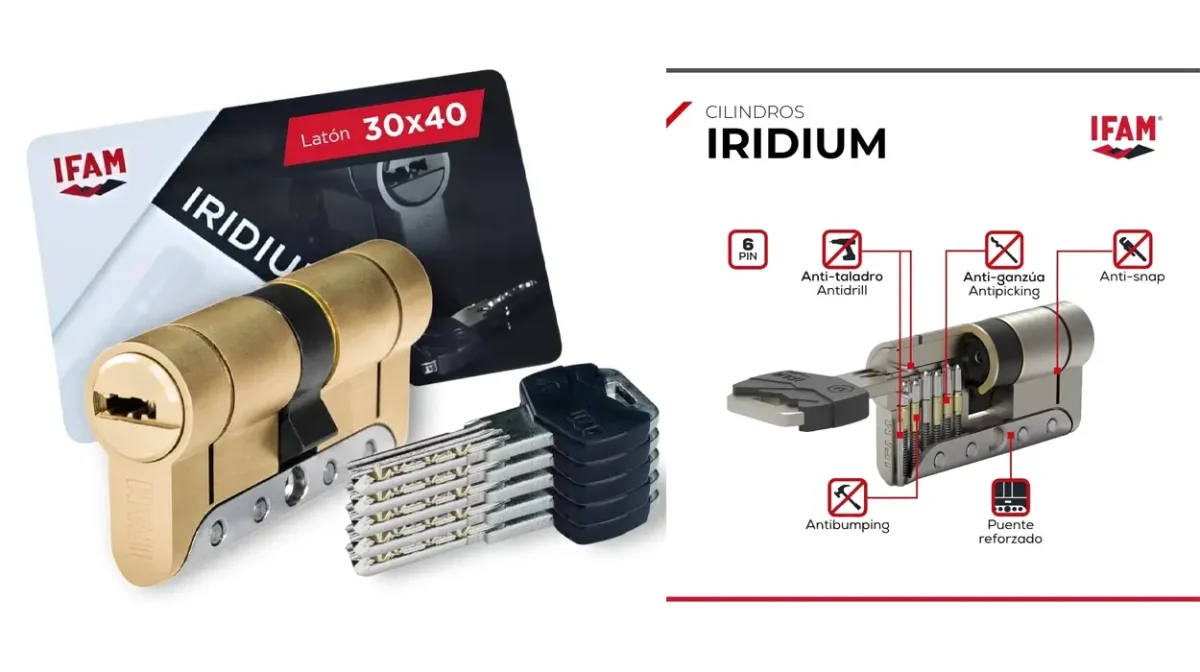 Bombín IFAM Iridium para puertas de 30x 40 mm con 5 llaves