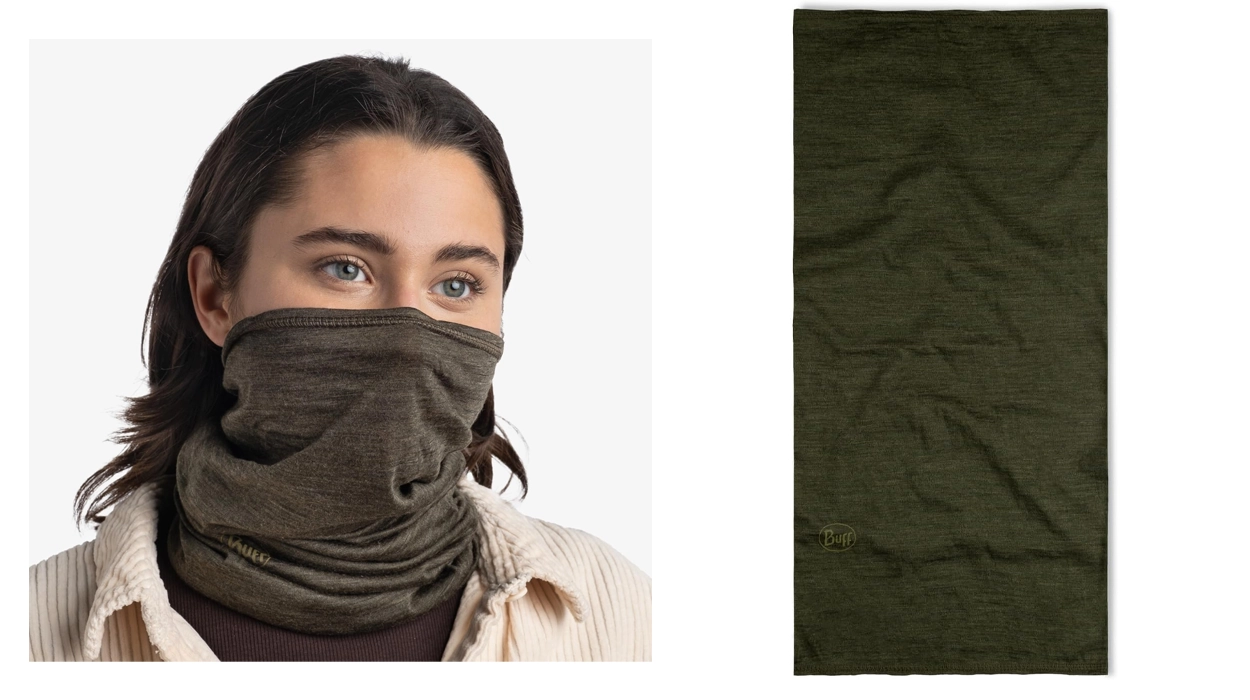 Braga de cuello Buff Lightweight marrón de lana Merino