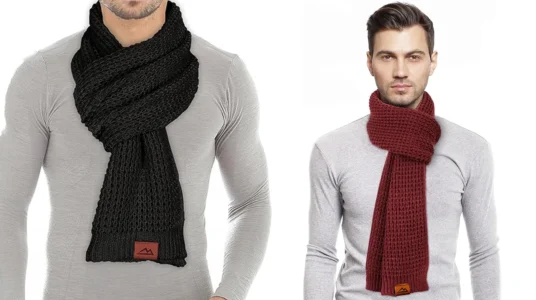 Bufanda larga clásica de tejido waffle Loowoko