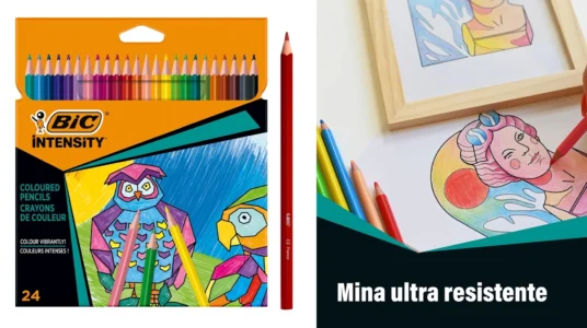 Caja de 24 lápices triangulares de colores BIC Intensity