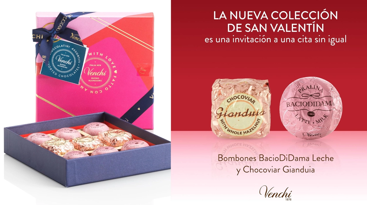 Caja regalo con 9 bombones especiales Venchi BacioDiDama y Chocoviar