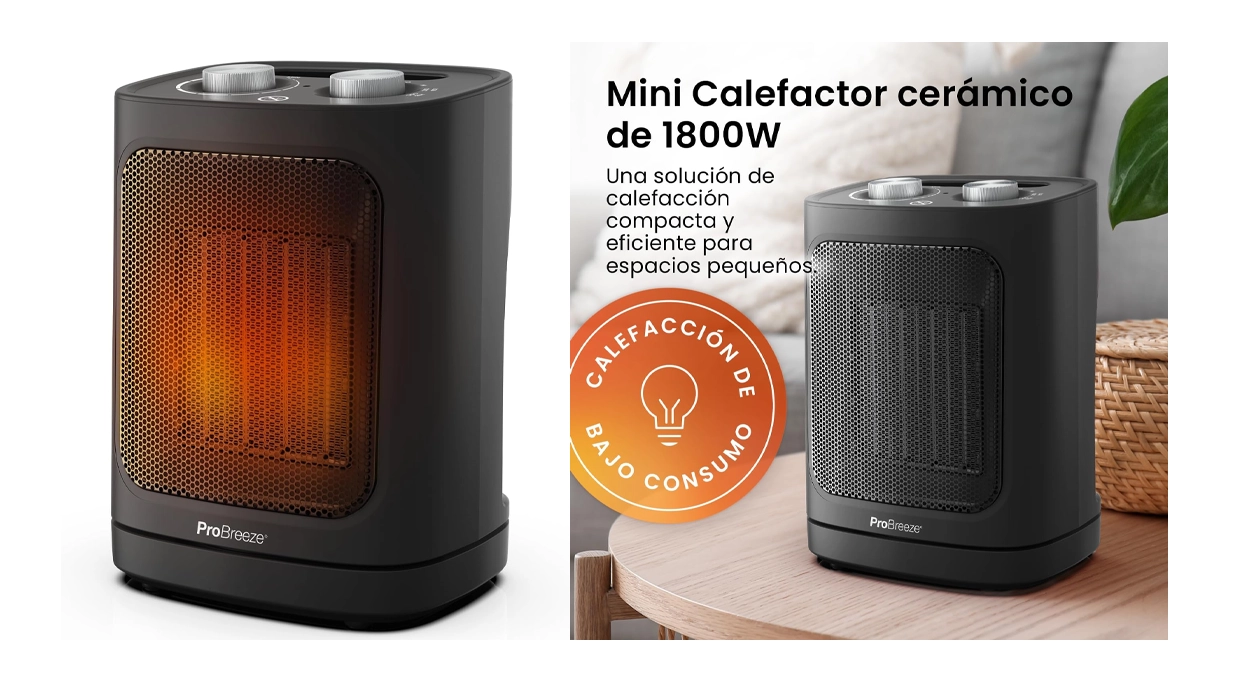 Calefactor cerámico Pro Breeze 1.800W de bajo consumo