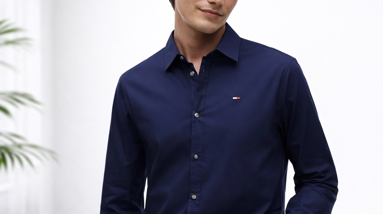 Camisa Tommy Jeans TJM slim azul marino