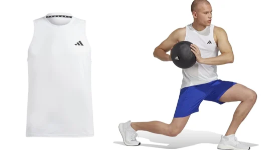 Camiseta Adidas Train Essentials Feelready sin mangas para hombre blanca barata