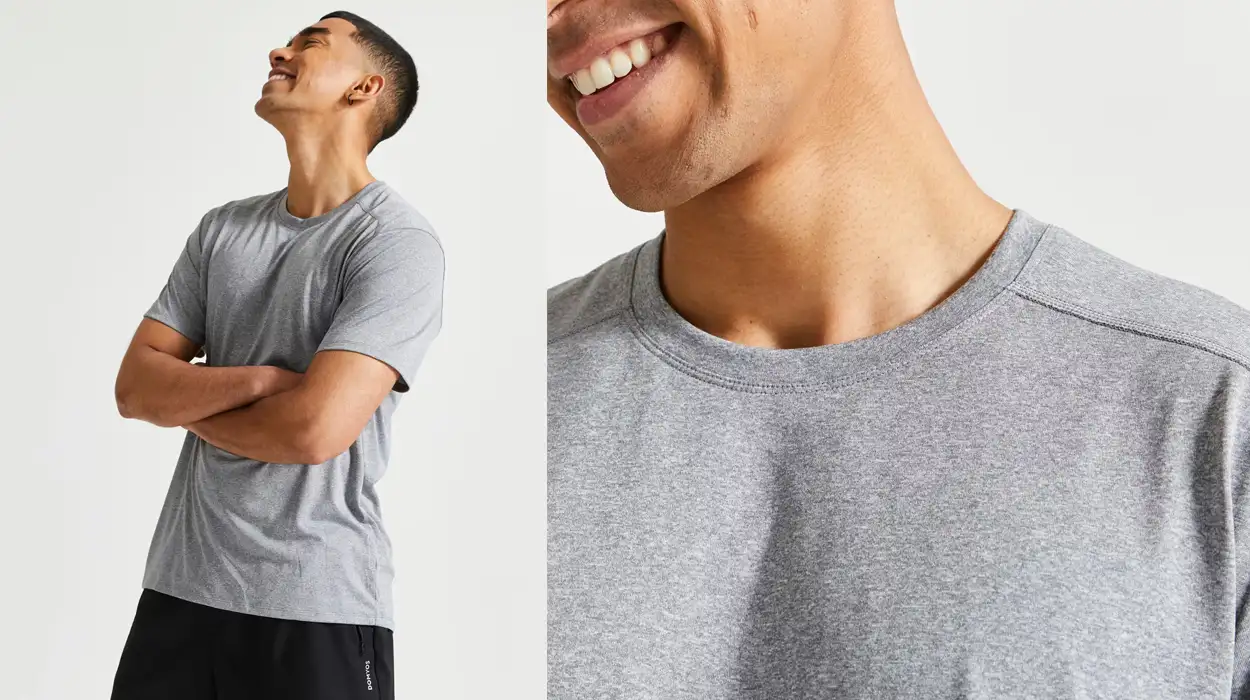 Camiseta Fitness Domyos gris para hombre barata