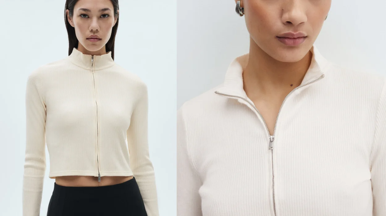 Cárdigan cuello perkins con cremallera Mango Outlet para mujer