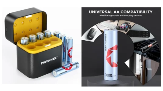 Cargador de pilas Photoolex con 8 pilas AA de 3000 mWh incluidas