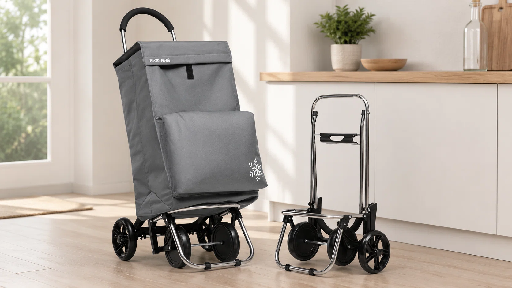 Carrito de compra plegable con bolsa térmica impermeable