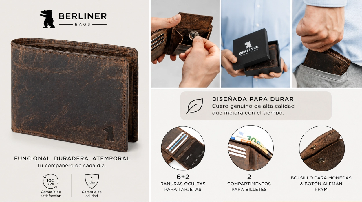 Cartera de piel Berliner Bags con protección RFID para hombre