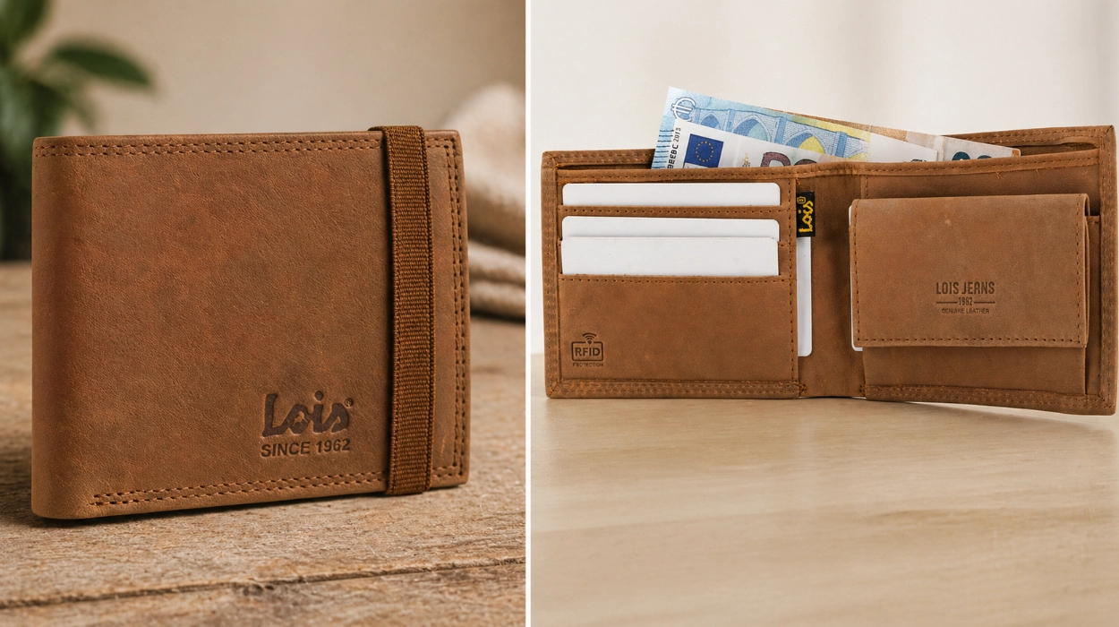 Cartera de piel Lois para hombre