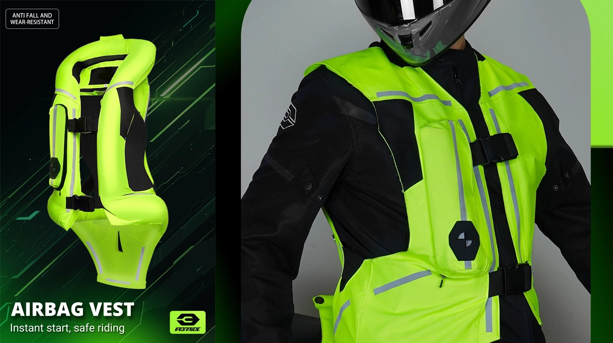 Chaleco airbag para motocicleta con protección reflectante