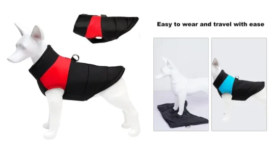 Chaleco para mascotas impermeable con anilla para correa