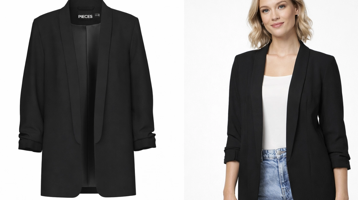 Chaqueta Blazer Pieces negra para mujer