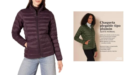 Chaqueta acolchada ligera y plegable Amazon Essentials mujer