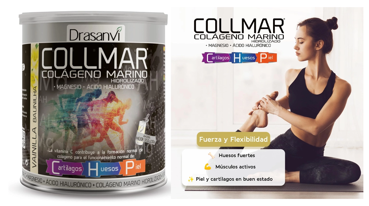 Colágeno marino hidrolizado Drasanvi Collmar de 300 g con ácido hialurónico, magnesio y vitamina C