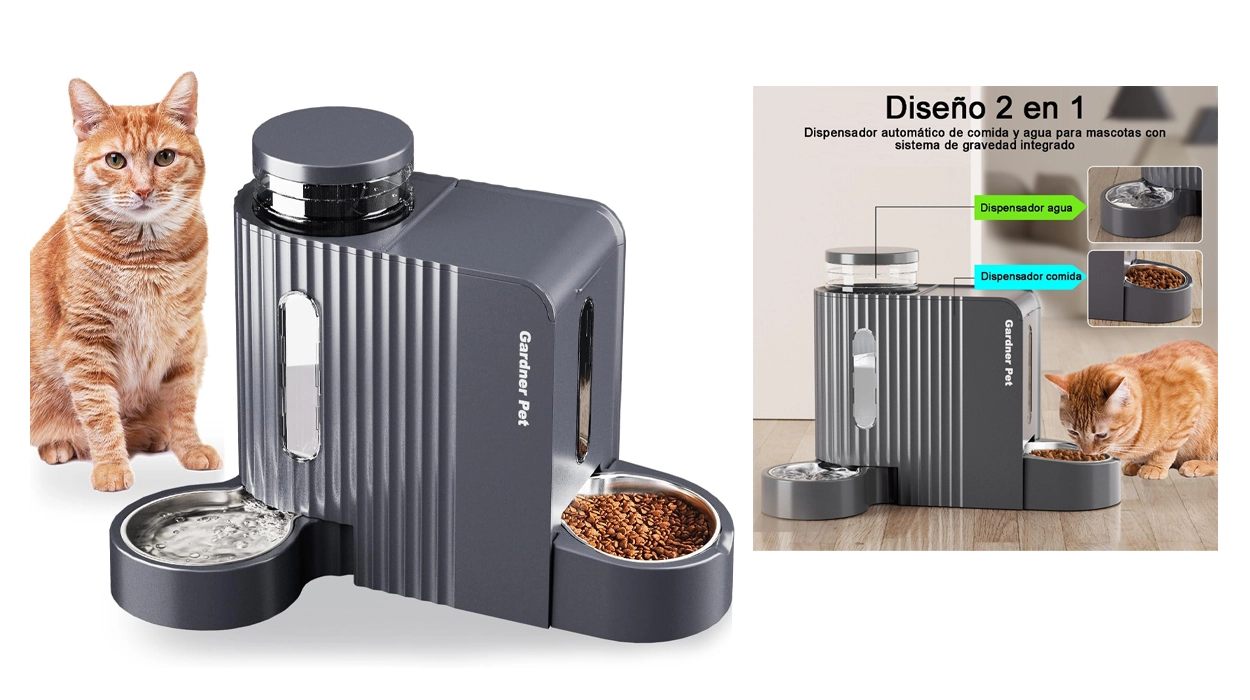 Comedero y bebedero 2 en 1 Gardner para mascotas