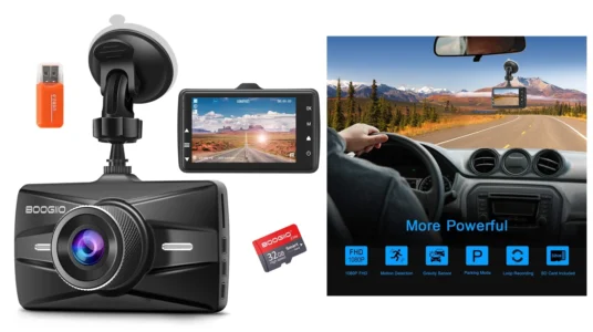 Dashcam Boogiio con pantalla IPS de 3 y tarjeta SD de 32 GB