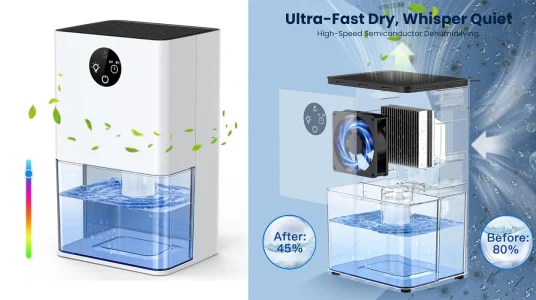 Deshumidificador de 1.800 ml, silencioso y de bajo consumo con luz ambiental