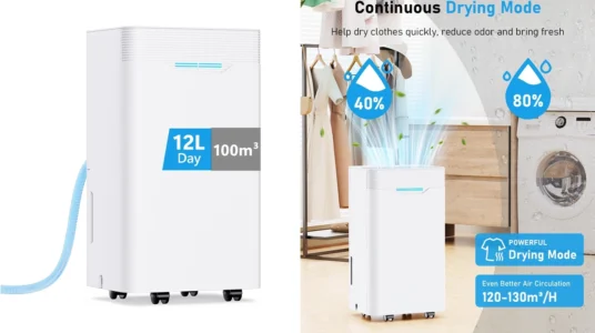 Deshumidificador de12L Día bajo consumo con 3 modos y temporizador 24h