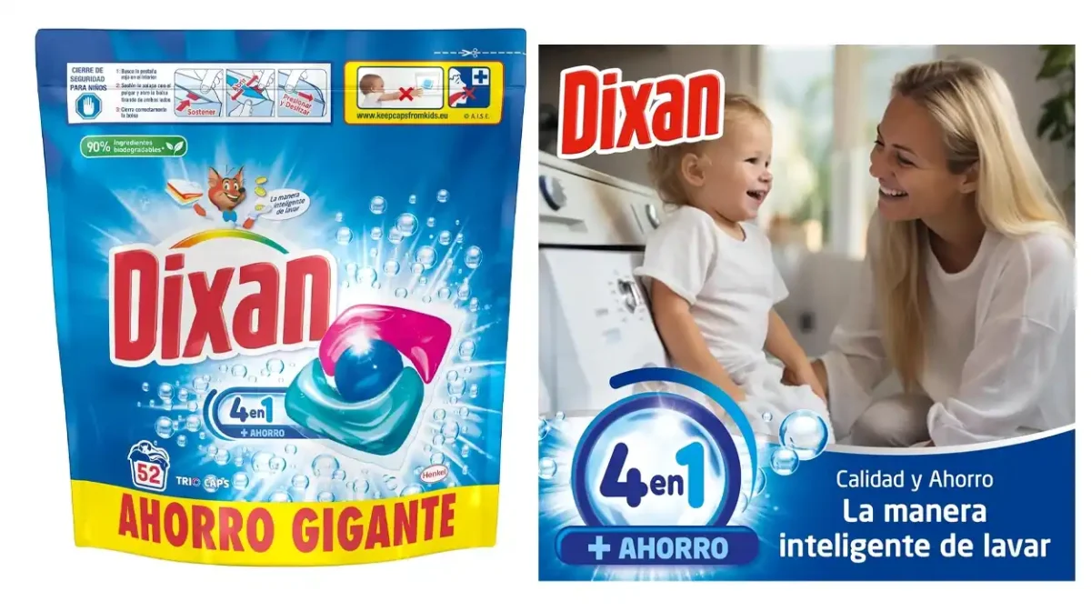 Detergente en cápsulas Dixan Total 4+1 de 52 lavados