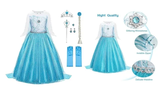 Disfraz de Elsa de Frozen con accesorios para niñas