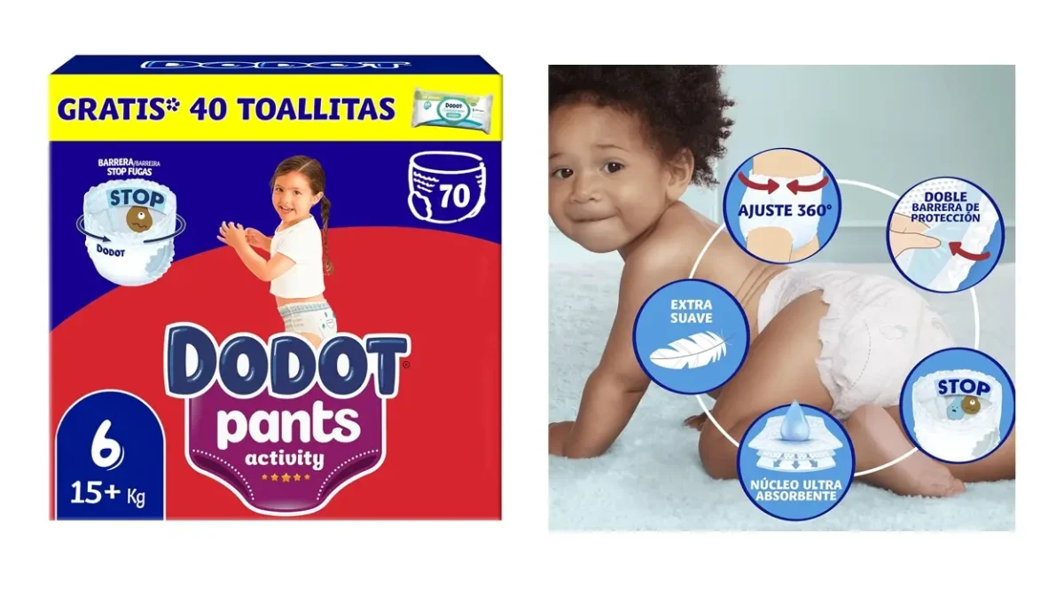 Rebajón en pañales Dodot Pants Activity con toallitas de regalo para que ahorres un buen dinerito