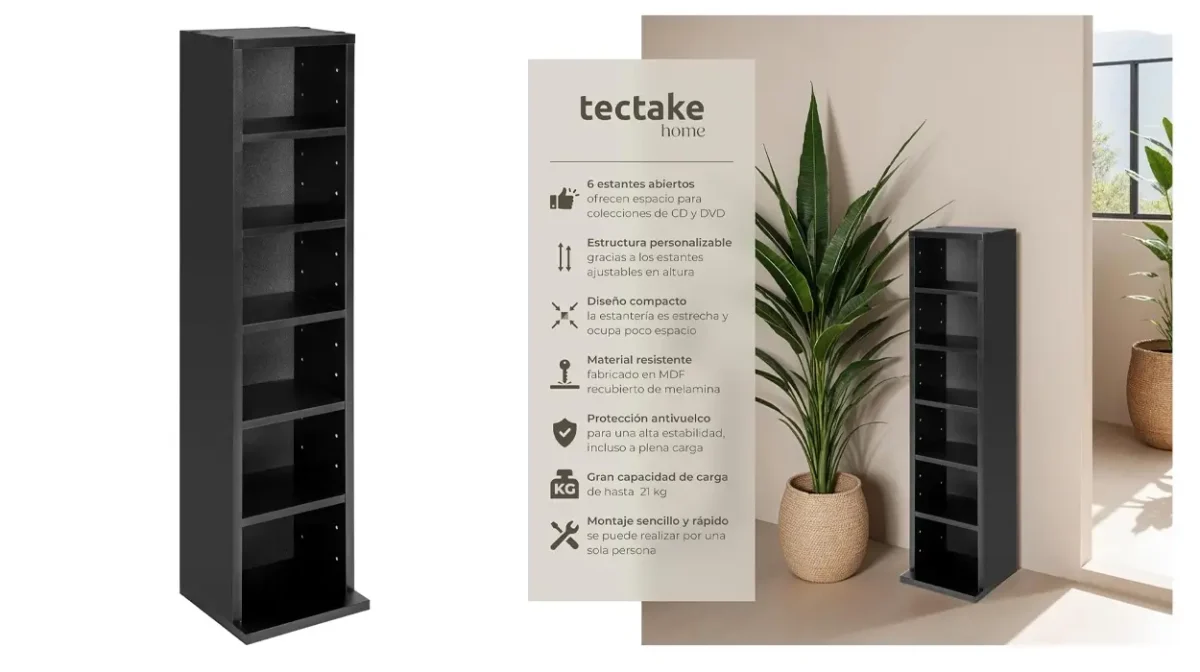 Estantería efecto madera Tectake de 6 compartimentos