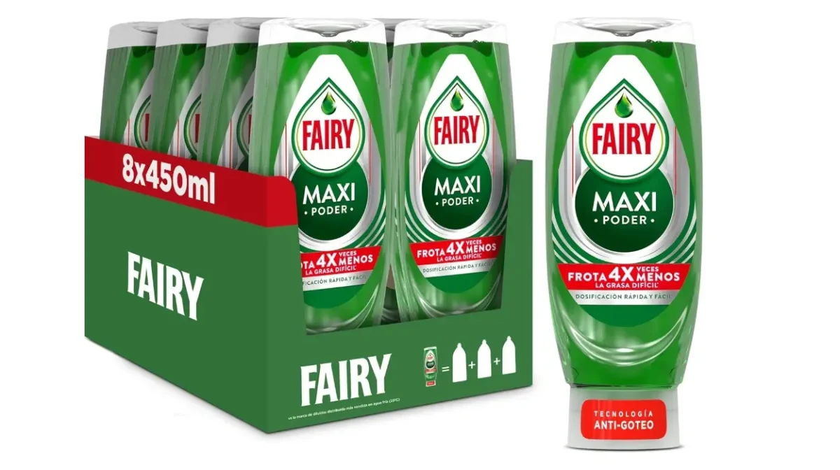 Pack de 8 botellas de Fairy Maxi Poder de 450 ml