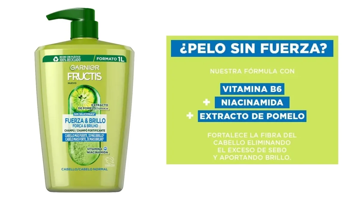 Mantén tu cabello fuerte y brillante con este champú Garnier Fructis de gran formato al mejor precio