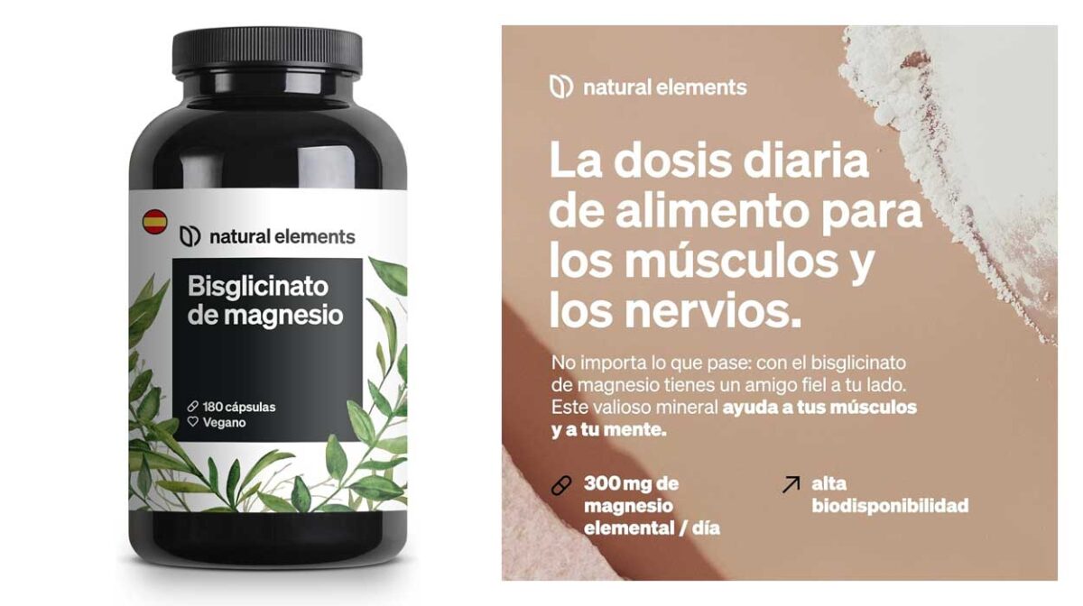Glicinato de magnesio Natural Elements de 180 cápsulas