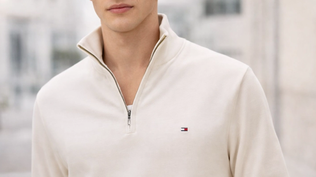 Jersey con cremallera Tommy Hilfiger Essential Cotton Mock para hombre