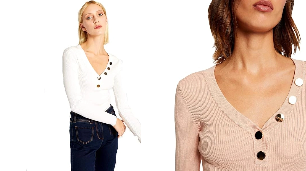 Jersey de cuello en V Morgan 201-mbabi para mujer