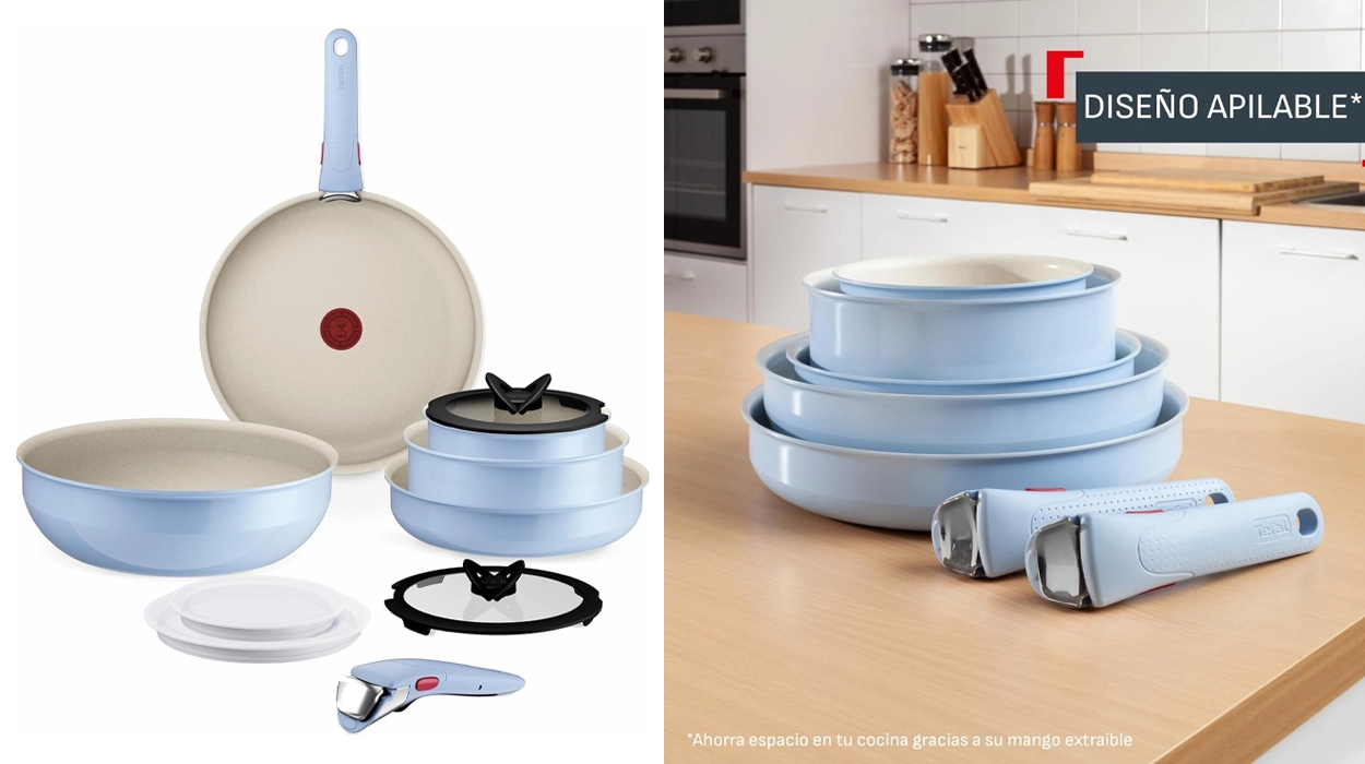 Juego Tefal Ingenio Serenity de 2 sartenes, 2 cazos, wok y accesorios