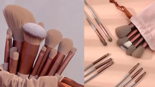 Juego de 13 brochas y pinceles de maquillaje con pelo sintético