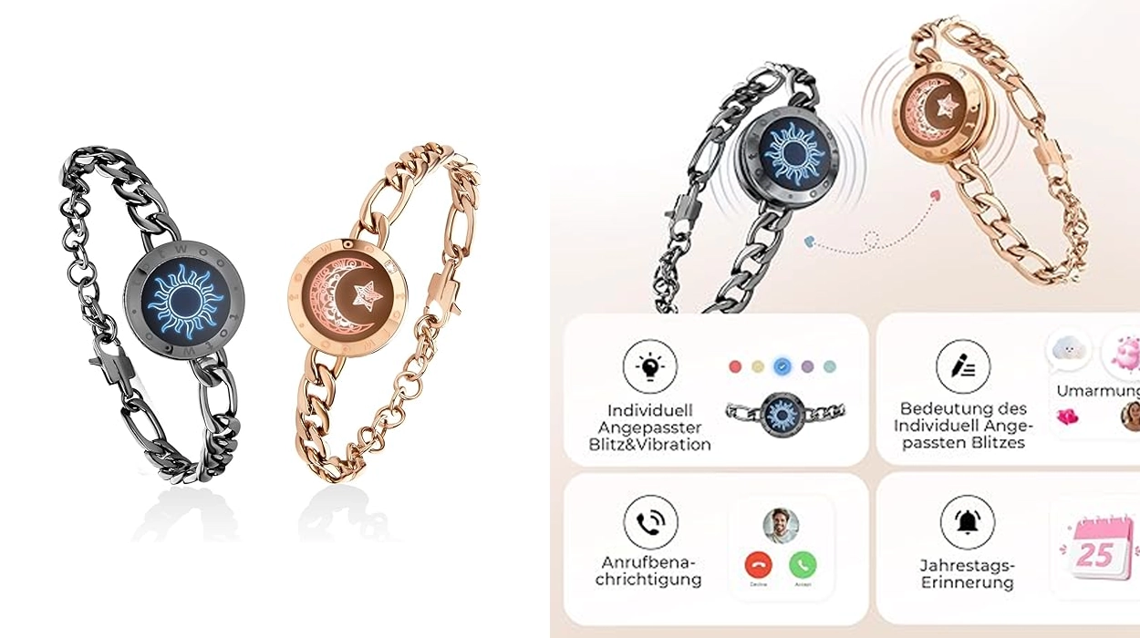 Juego de 2 pulseras de pareja Totwoo con Bluetooth, vibración, iluminación y toque a distancia