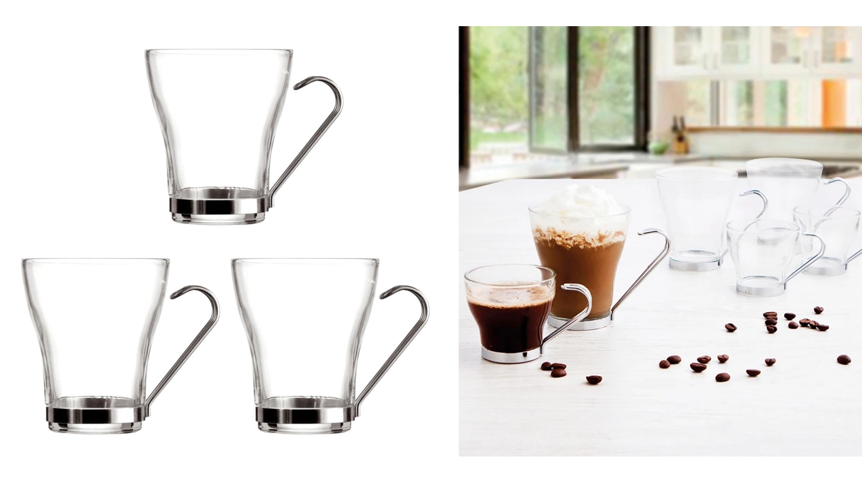 Juego de 3 tazas de vidrio con asa Quid Supreme de 25 cl