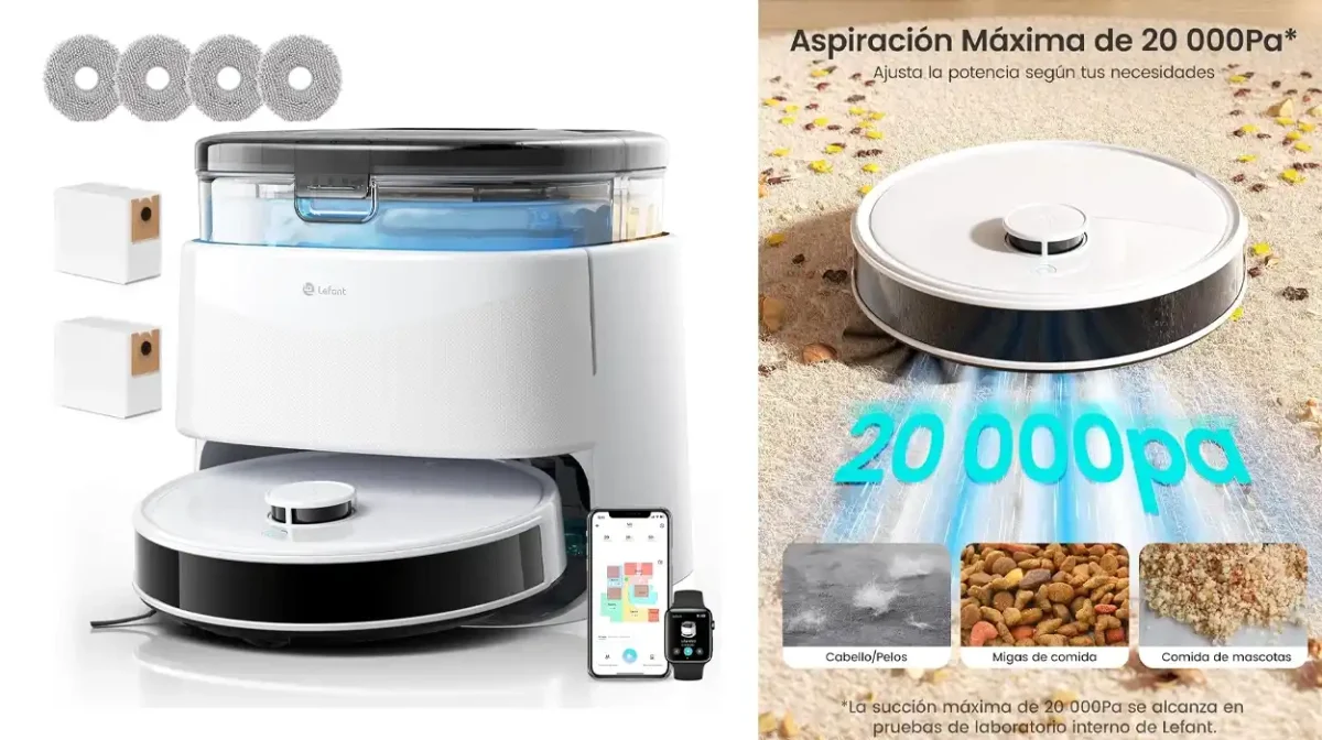 Robot aspirador y friegasuelos LEFANT M3 MAX con auto-vaciado