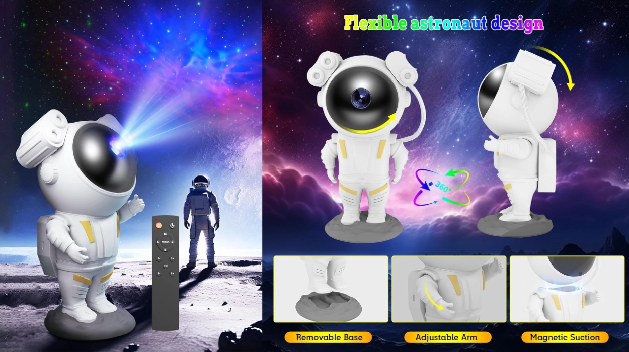 Lámpara LED-proyector con forma de astronauta