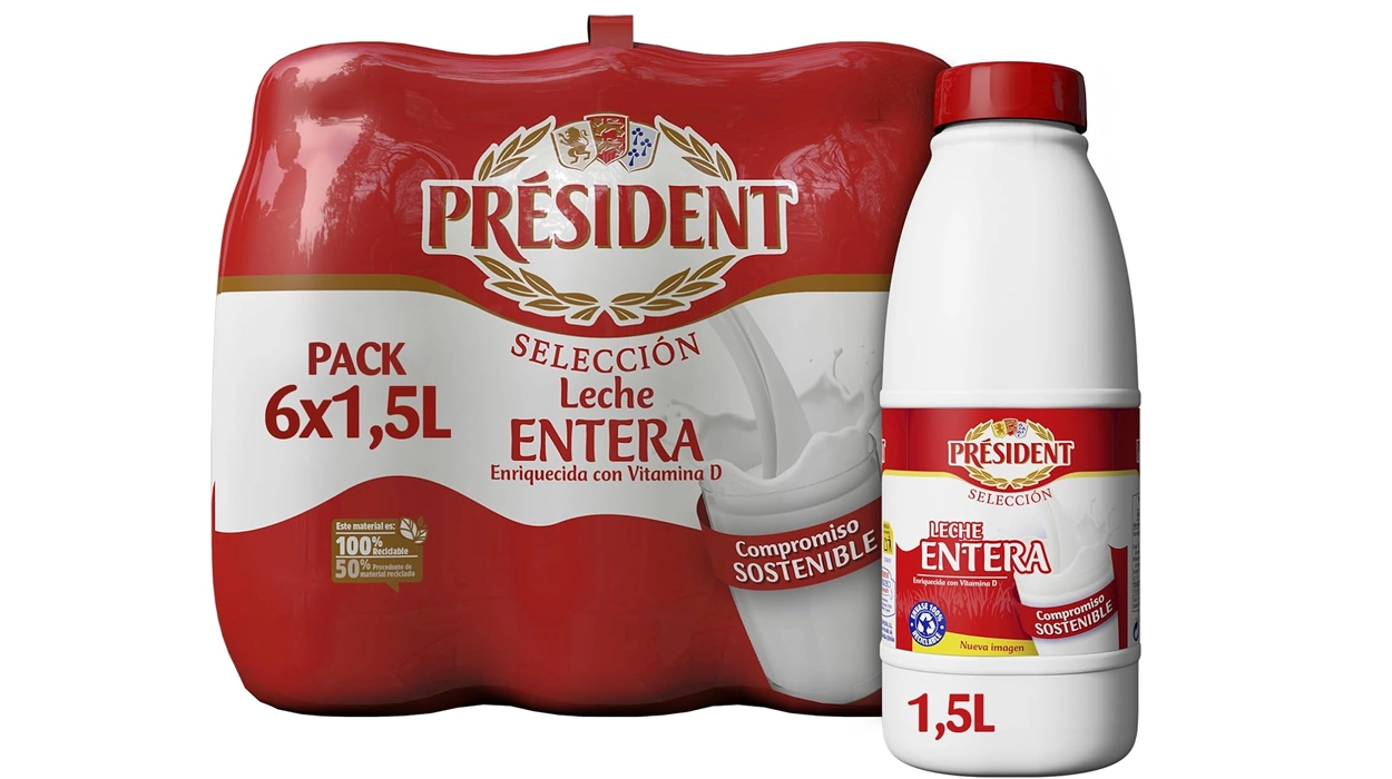Leche entera Président botella 1,5 litros barata
