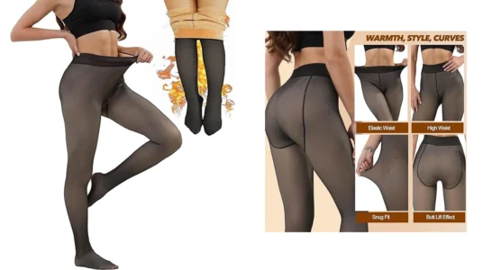 Leotardos térmicos “efecto media” con interior de forro polar