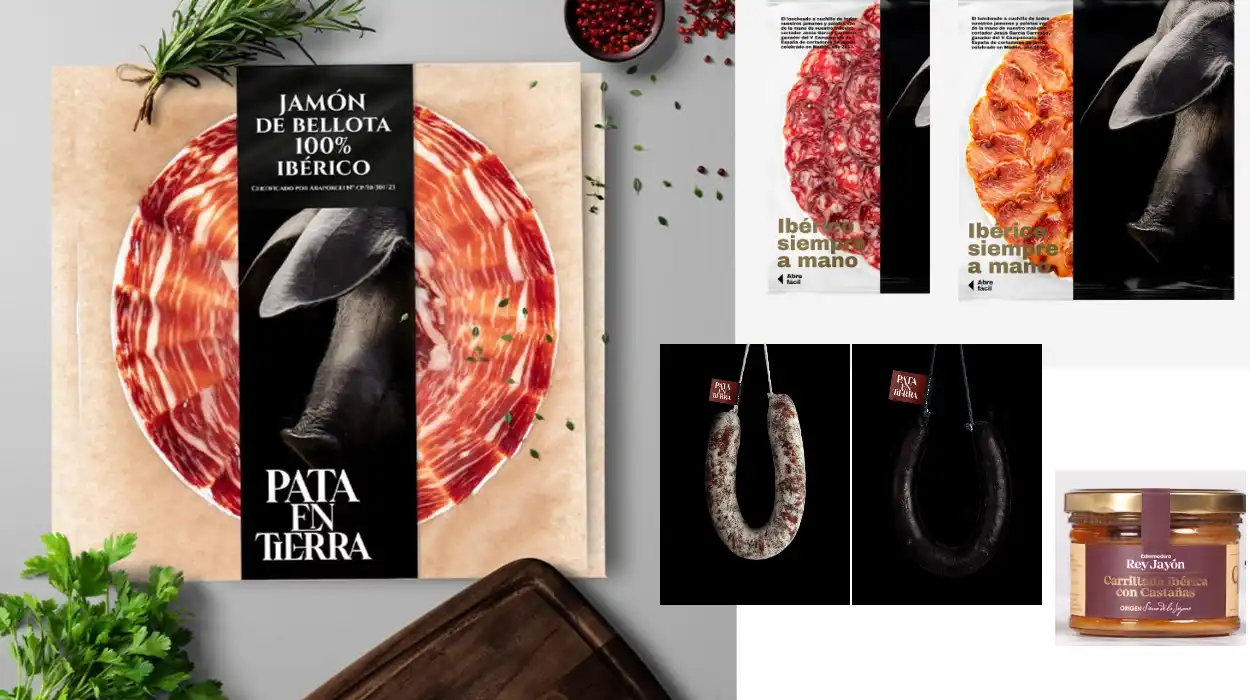 Lote Jamón de bellota Pata en Tierra 100% ibérico loncheado a cuchillo con lomo, chorizo, salchichón, morcilla y carrillada