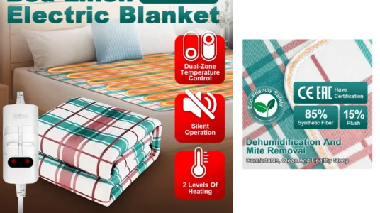 Manta eléctrica gruesa con termostato de 70 x 150 cm