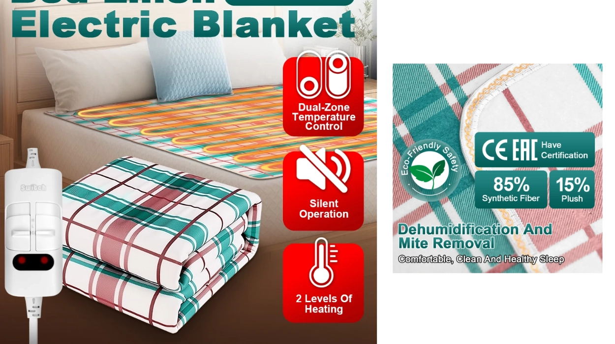 Manta eléctrica gruesa con termostato de 70 x 150 cm