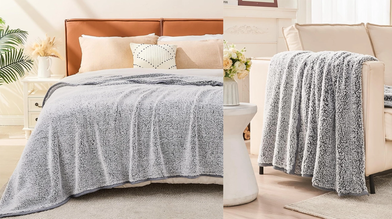 Manta sherpa Emme ultra suave de 130 x 150 cm