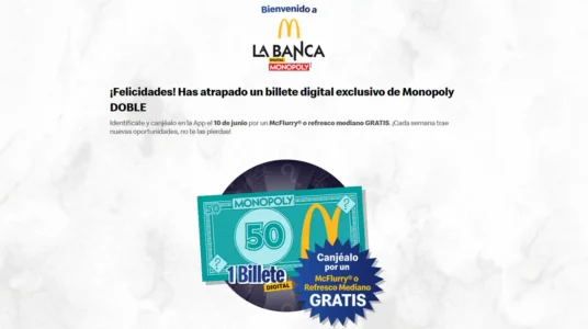 Mcflurry o refresco mediano GRATIS con Monopoly McDonald's