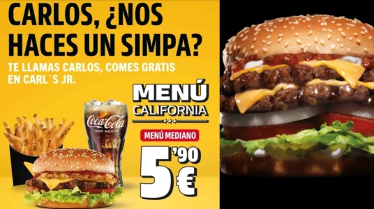 Menú California de Carl’s Jr. gratis si te llamas Carlos