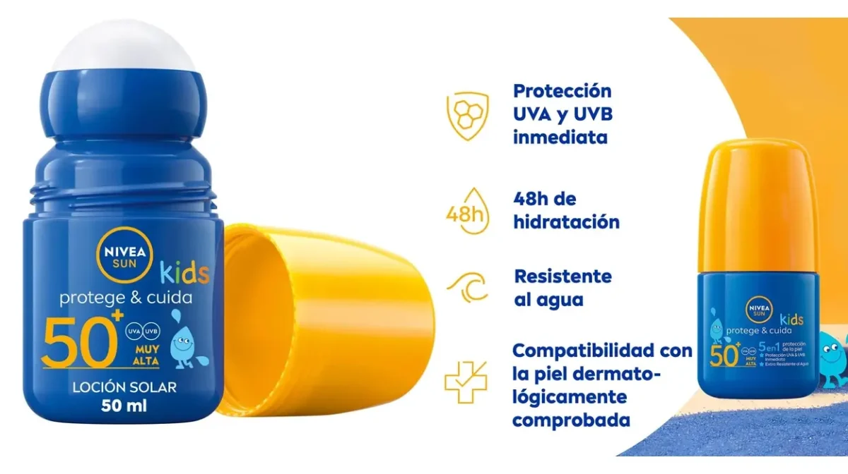 Nivea Sun Roll-On Solar Niños Protege & Juega FP50+ de 50 ml